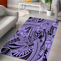 Polynesia Area Rug Tribal Polynesian Spirit With Violet Pacific Flowers LT9 - Polynesian Pride