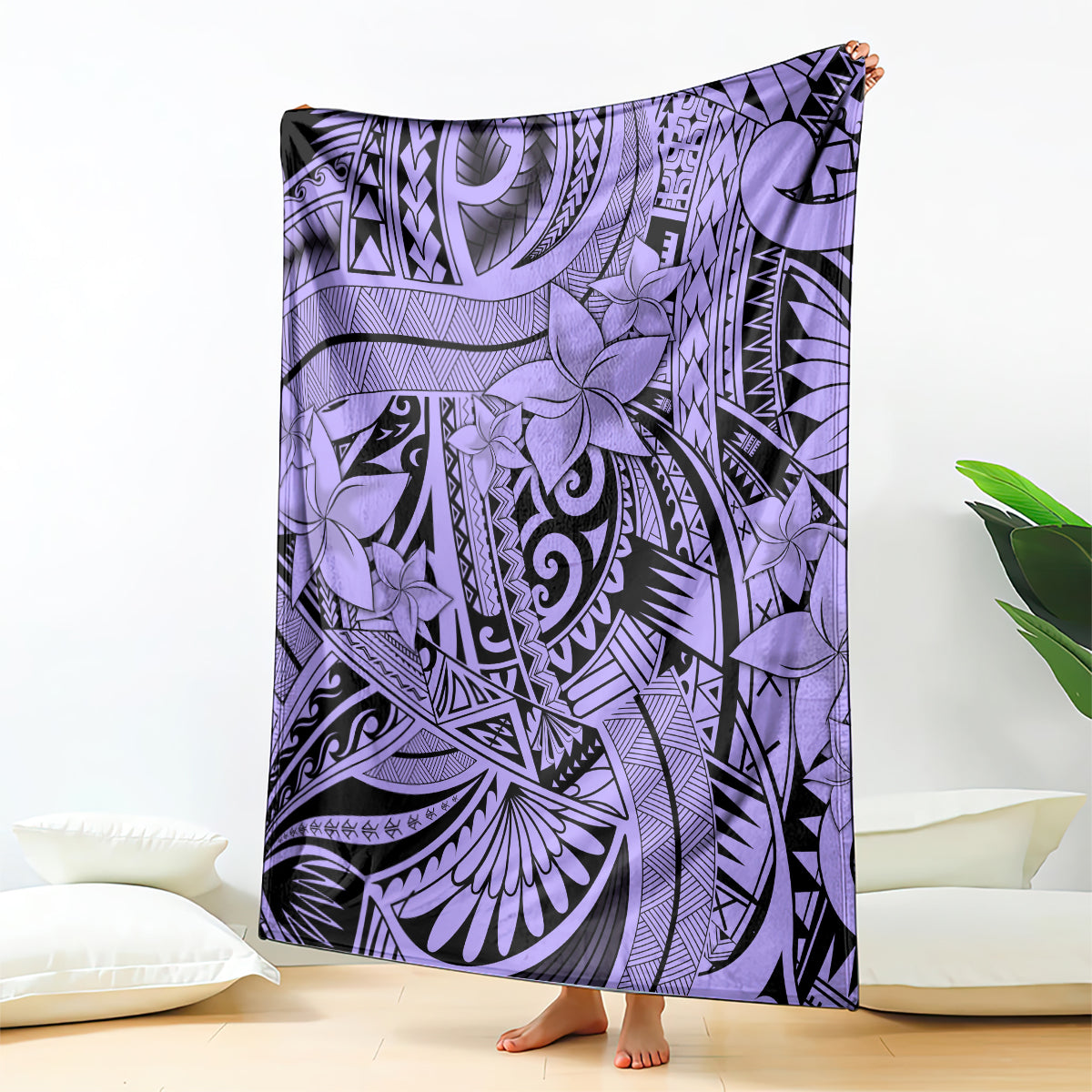 Polynesia Blanket Tribal Polynesian Spirit With Violet Pacific Flowers LT9 Violet - Polynesian Pride