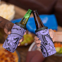 Violet Pacific Flowers Tribal Polynesian Spirit 4 in 1 Can Cooler Tumbler