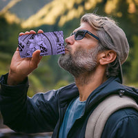 Violet Pacific Flowers Tribal Polynesian Spirit 4 in 1 Can Cooler Tumbler