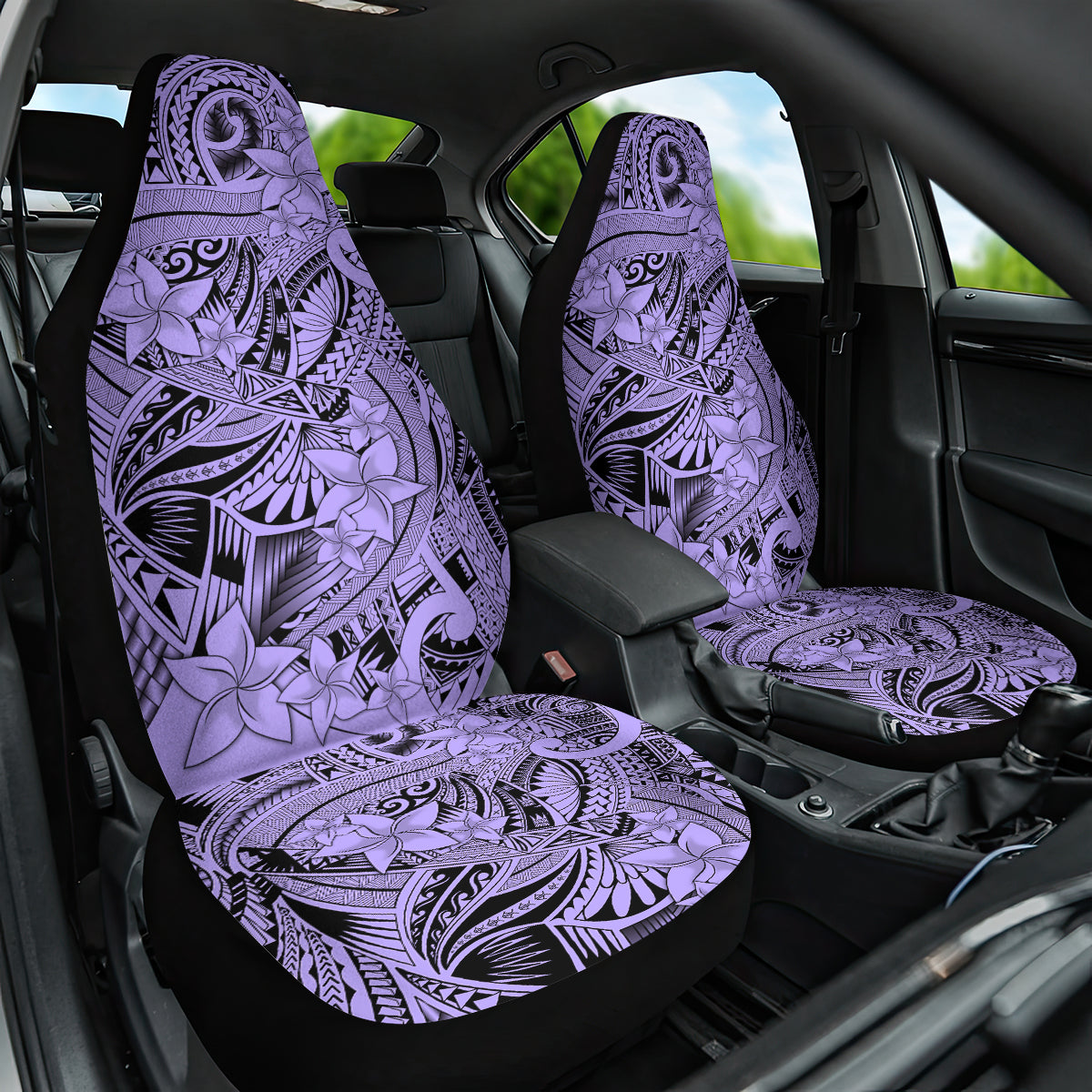Polynesia Car Seat Cover Tribal Polynesian Spirit With Violet Pacific Flowers LT9 One Size Violet - Polynesian Pride