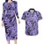 Polynesia Couples Matching Long Sleeve Bodycon Dress and Hawaiian Shirt Tribal Polynesian Spirit With Violet Pacific Flowers LT9 Violet - Polynesian Pride