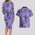 Polynesia Couples Matching Long Sleeve Bodycon Dress and Hawaiian Shirt Tribal Polynesian Spirit With Violet Pacific Flowers LT9 - Polynesian Pride