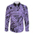 Polynesia Family Matching Long Sleeve Bodycon Dress and Hawaiian Shirt Tribal Polynesian Spirit With Violet Pacific Flowers LT9 Dad's Shirt - Long Sleeve Violet - Polynesian Pride