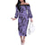 Polynesia Family Matching Off Shoulder Long Sleeve Dress and Hawaiian Shirt Tribal Polynesian Spirit With Violet Pacific Flowers LT9 Mom's Dress Violet - Polynesian Pride