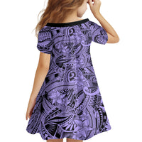 Polynesia Family Matching Puletasi Dress and Hawaiian Shirt Tribal Polynesian Spirit With Violet Pacific Flowers LT9 - Polynesian Pride