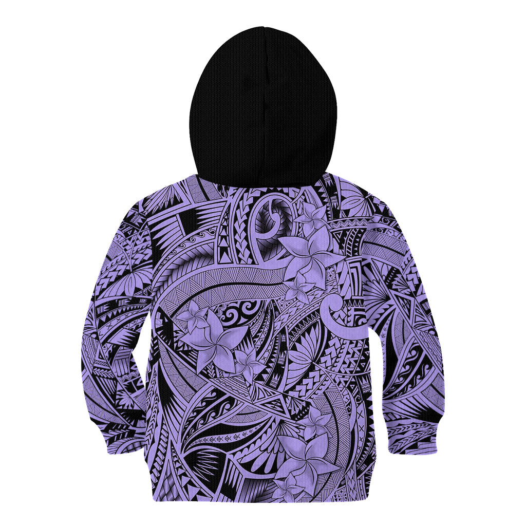 Polynesia Kid Hoodie Tribal Polynesian Spirit With Violet Pacific Flowers LT9 - Polynesian Pride