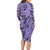 Polynesia Long Sleeve Bodycon Dress Tribal Polynesian Spirit With Violet Pacific Flowers LT9 - Polynesian Pride