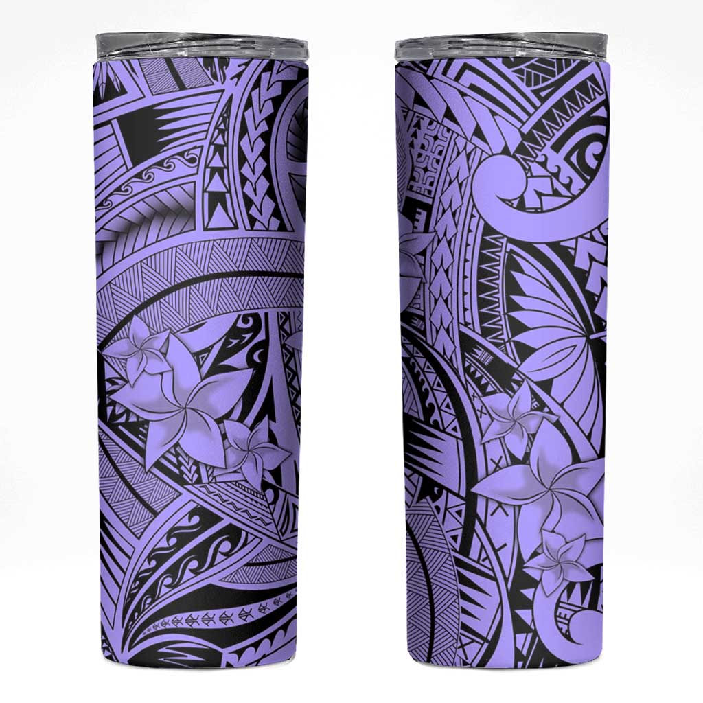 Violet Pacific Flowers Tribal Polynesian Spirit Skinny Tumbler