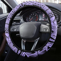 Polynesia Steering Wheel Cover Tribal Polynesian Spirit With Violet Pacific Flowers LT9 - Polynesian Pride