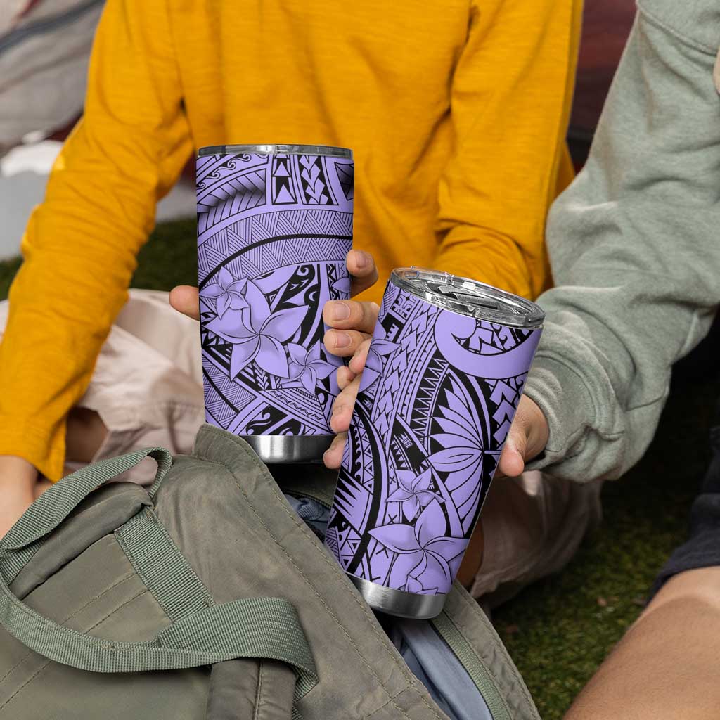 Violet Pacific Flowers Tribal Polynesian Spirit Tumbler Cup LT9 - Polynesian Pride