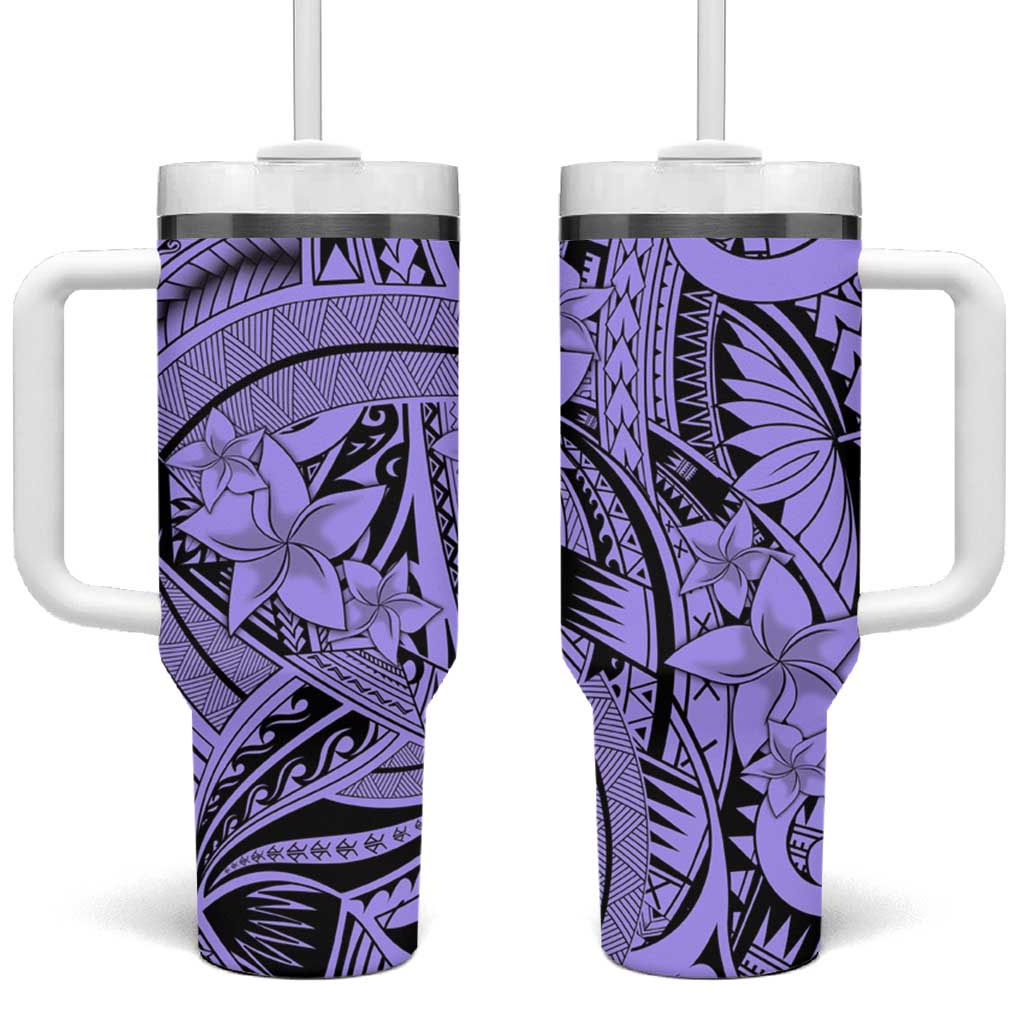 Violet Pacific Flowers Tribal Polynesian Spirit Tumbler With Handle LT9 One Size: 40 oz Violet - Polynesian Pride