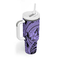 Violet Pacific Flowers Tribal Polynesian Spirit Tumbler With Handle LT9 - Polynesian Pride