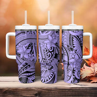 Violet Pacific Flowers Tribal Polynesian Spirit Tumbler With Handle LT9 - Polynesian Pride