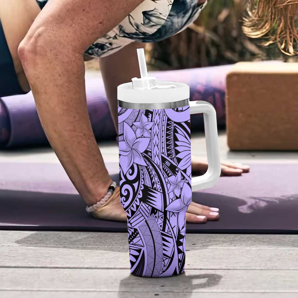 Violet Pacific Flowers Tribal Polynesian Spirit Tumbler With Handle LT9 - Polynesian Pride