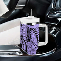 Violet Pacific Flowers Tribal Polynesian Spirit Tumbler With Handle LT9 - Polynesian Pride