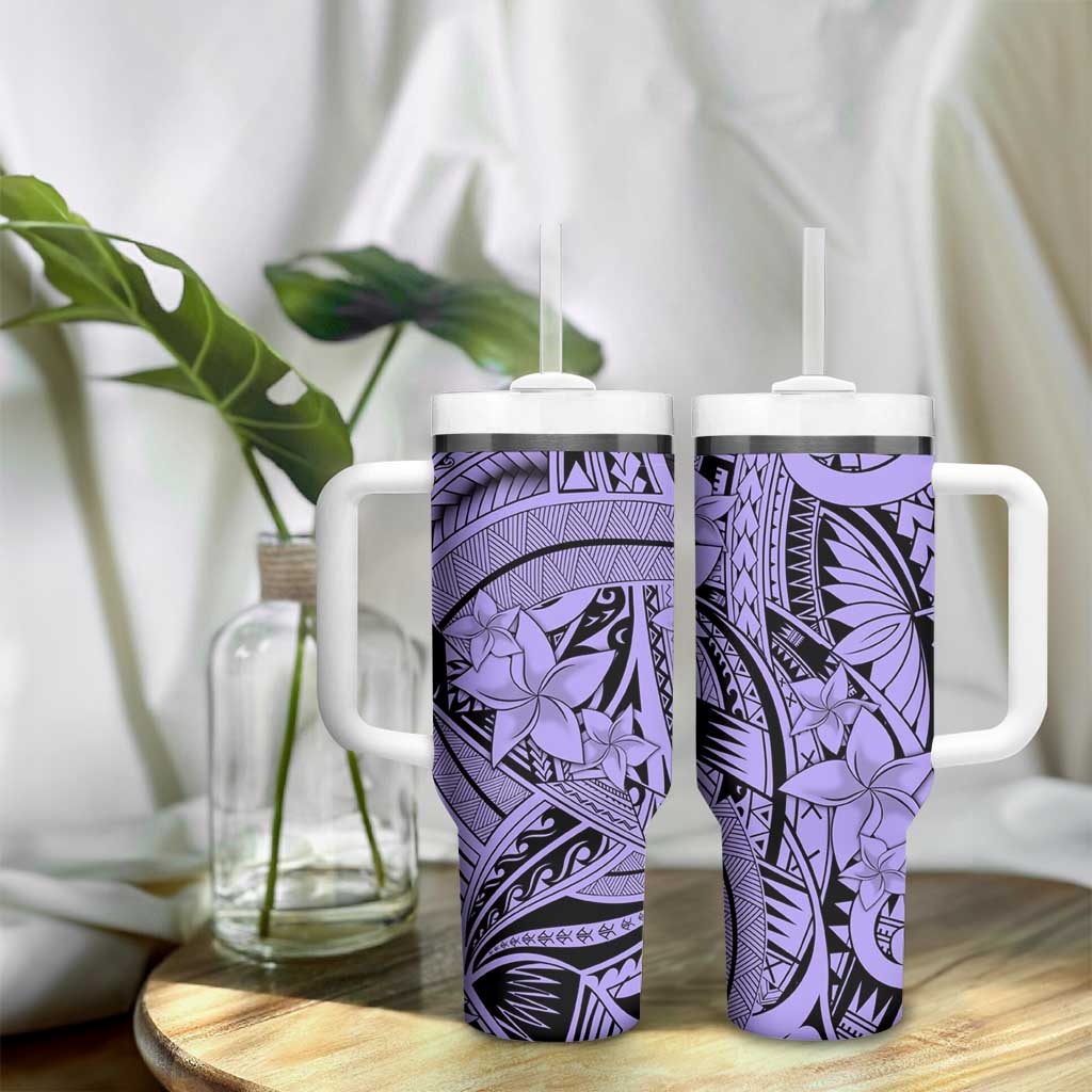 Violet Pacific Flowers Tribal Polynesian Spirit Tumbler With Handle LT9 - Polynesian Pride