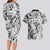 Polynesia Couples Matching Long Sleeve Bodycon Dress and Hawaiian Shirt Tribal Polynesian Spirit With White Pacific Flowers LT9 - Polynesian Pride