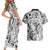 Polynesia Couples Matching Short Sleeve Bodycon Dress and Hawaiian Shirt Tribal Polynesian Spirit With White Pacific Flowers LT9 - Polynesian Pride