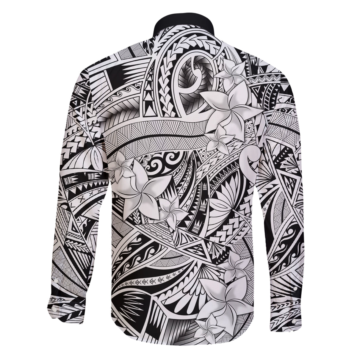 Polynesia Family Matching Off Shoulder Maxi Dress and Hawaiian Shirt Tribal Polynesian Spirit With White Pacific Flowers LT9 - Polynesian Pride