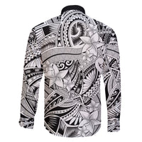 Polynesia Family Matching Off Shoulder Maxi Dress and Hawaiian Shirt Tribal Polynesian Spirit With White Pacific Flowers LT9 - Polynesian Pride