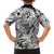 Polynesia Family Matching Off Shoulder Short Dress and Hawaiian Shirt Tribal Polynesian Spirit With White Pacific Flowers LT9 - Polynesian Pride