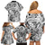 Polynesia Family Matching Off Shoulder Short Dress and Hawaiian Shirt Tribal Polynesian Spirit With White Pacific Flowers LT9 - Polynesian Pride