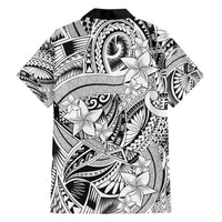 Polynesia Family Matching Short Sleeve Bodycon Dress and Hawaiian Shirt Tribal Polynesian Spirit With White Pacific Flowers LT9 - Polynesian Pride