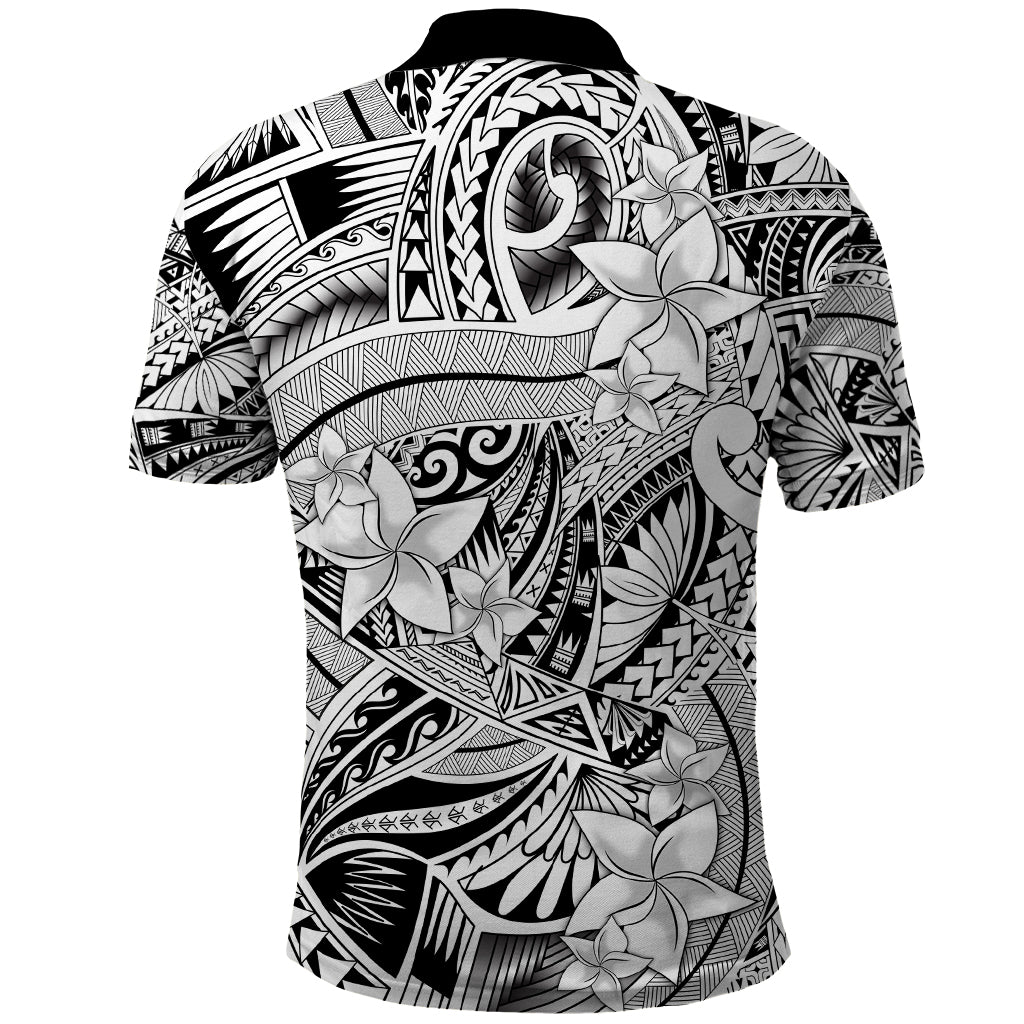 Polynesia Polo Shirt Tribal Polynesian Spirit With White Pacific Flowers LT9 - Polynesian Pride