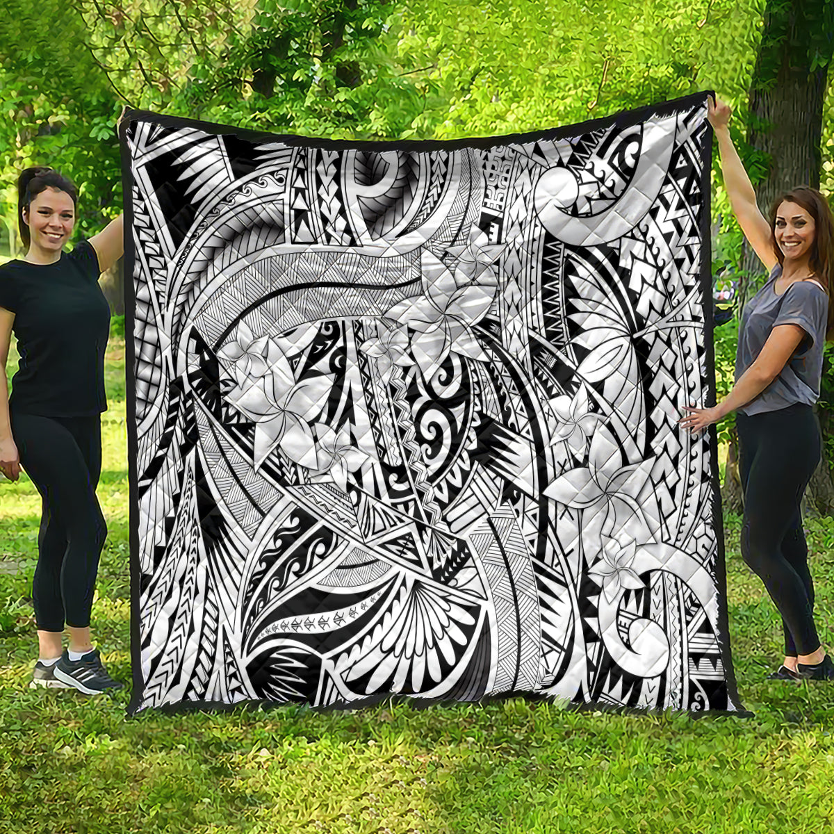 Polynesia Quilt Tribal Polynesian Spirit With White Pacific Flowers LT9 - Polynesian Pride