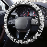 Polynesia Steering Wheel Cover Tribal Polynesian Spirit With White Pacific Flowers LT9 - Polynesian Pride