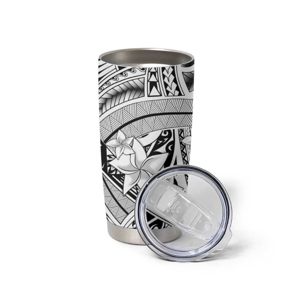 White Pacific Flowers Tribal Polynesian Spirit Tumbler Cup LT9 - Polynesian Pride