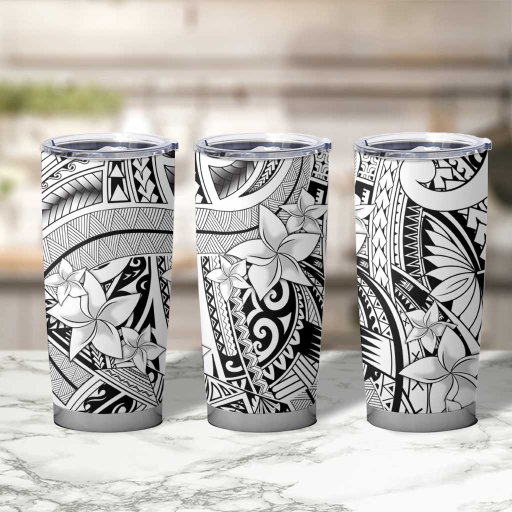 White Pacific Flowers Tribal Polynesian Spirit Tumbler Cup LT9 - Polynesian Pride