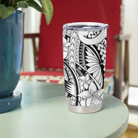White Pacific Flowers Tribal Polynesian Spirit Tumbler Cup LT9 - Polynesian Pride
