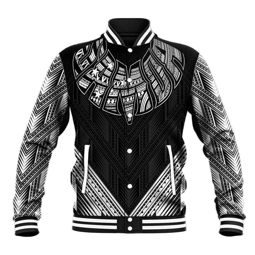 Black Samoa Tribal Chest Tattoo Baseball Jacket LT9 Unisex Black - Polynesian Pride