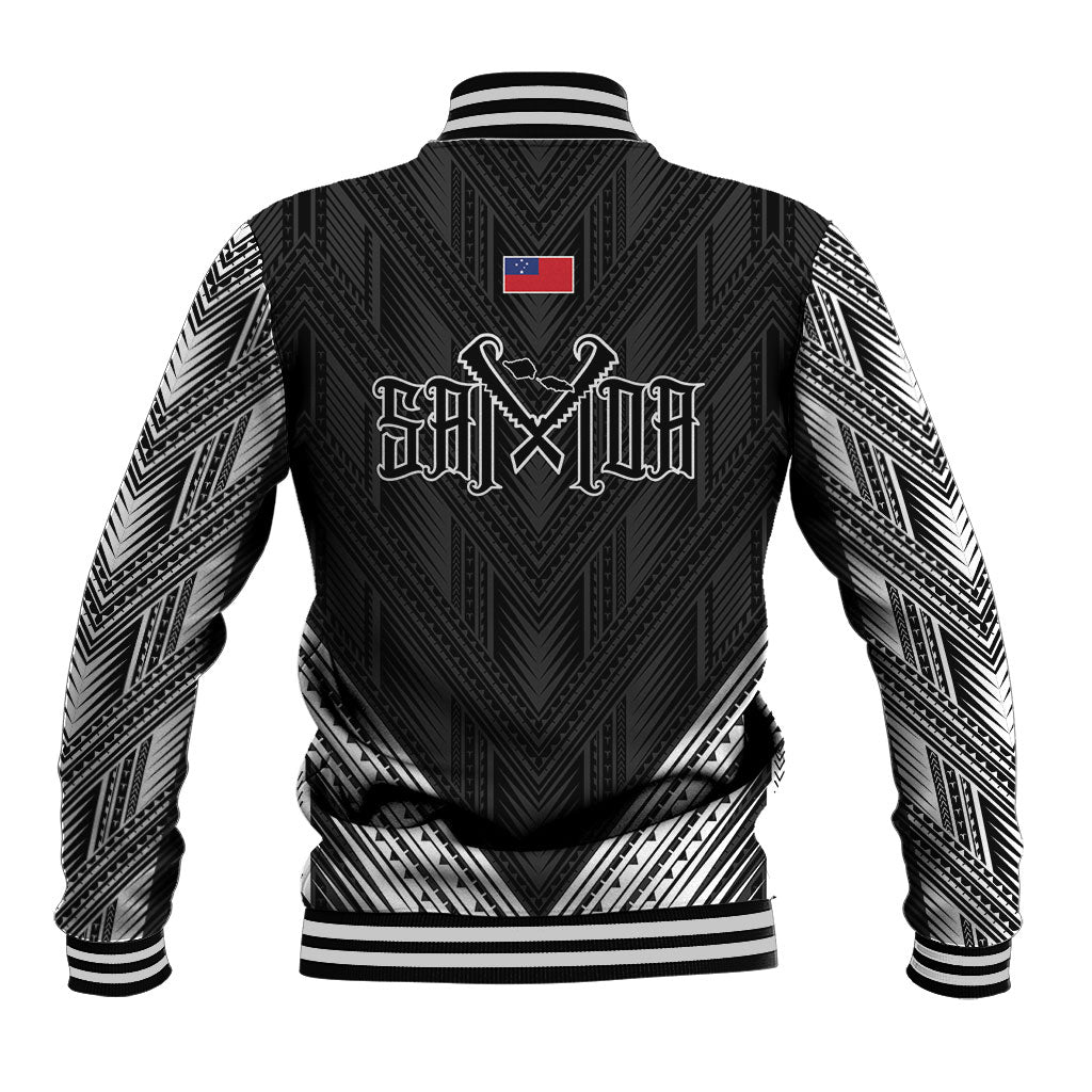 Black Samoa Tribal Chest Tattoo Baseball Jacket LT9 - Polynesian Pride