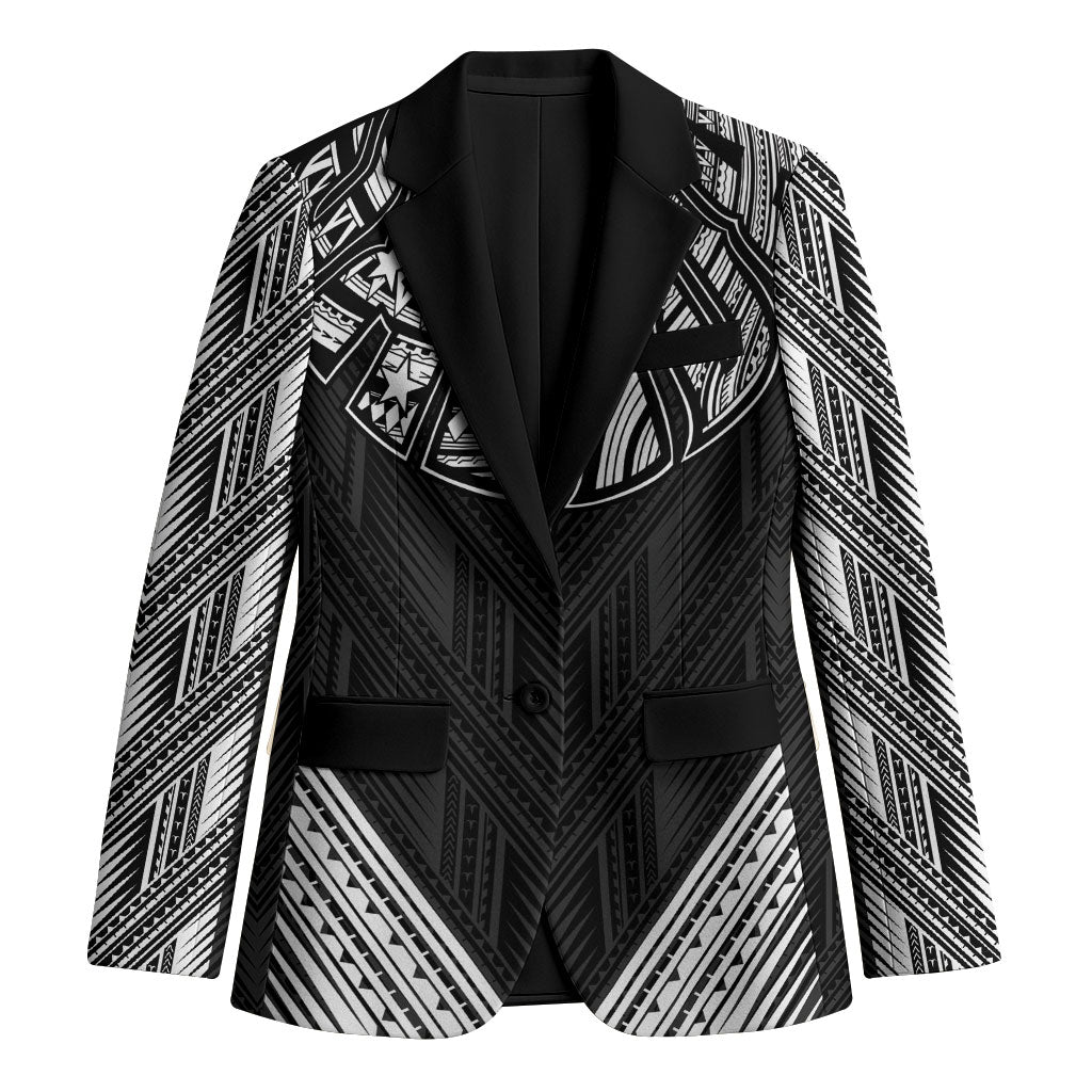 Black Samoa Tribal Chest Tattoo Blazer LT9 Unisex Black - Polynesian Pride