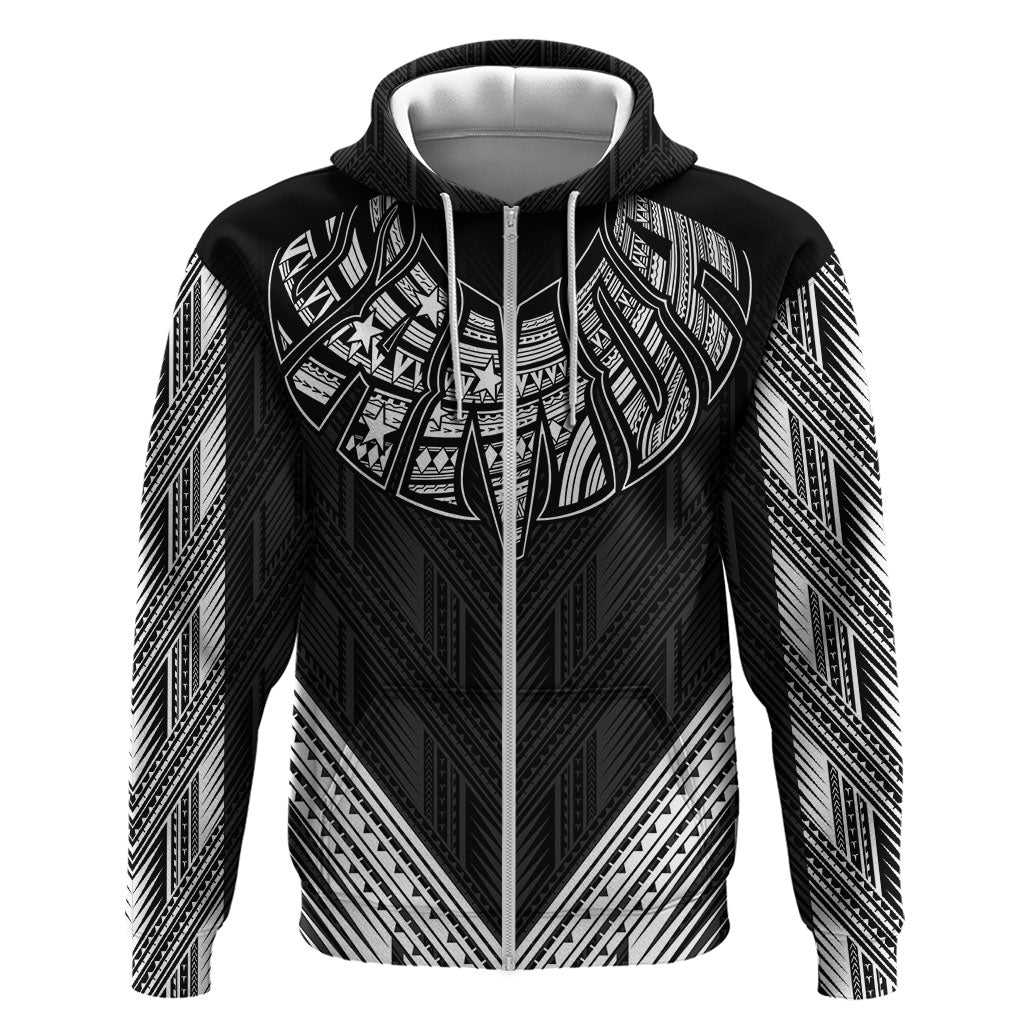 Black Samoa Tribal Chest Tattoo Hoodie LT9 Zip Hoodie Black - Polynesian Pride