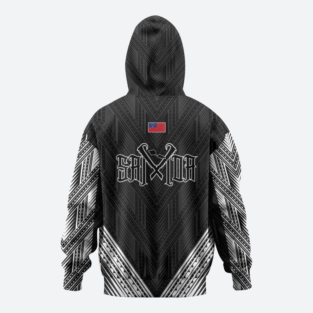 Black Samoa Tribal Chest Tattoo Hoodie LT9 - Polynesian Pride