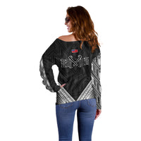 Black Samoa Tribal Chest Tattoo Off Shoulder Sweater LT9 - Polynesian Pride
