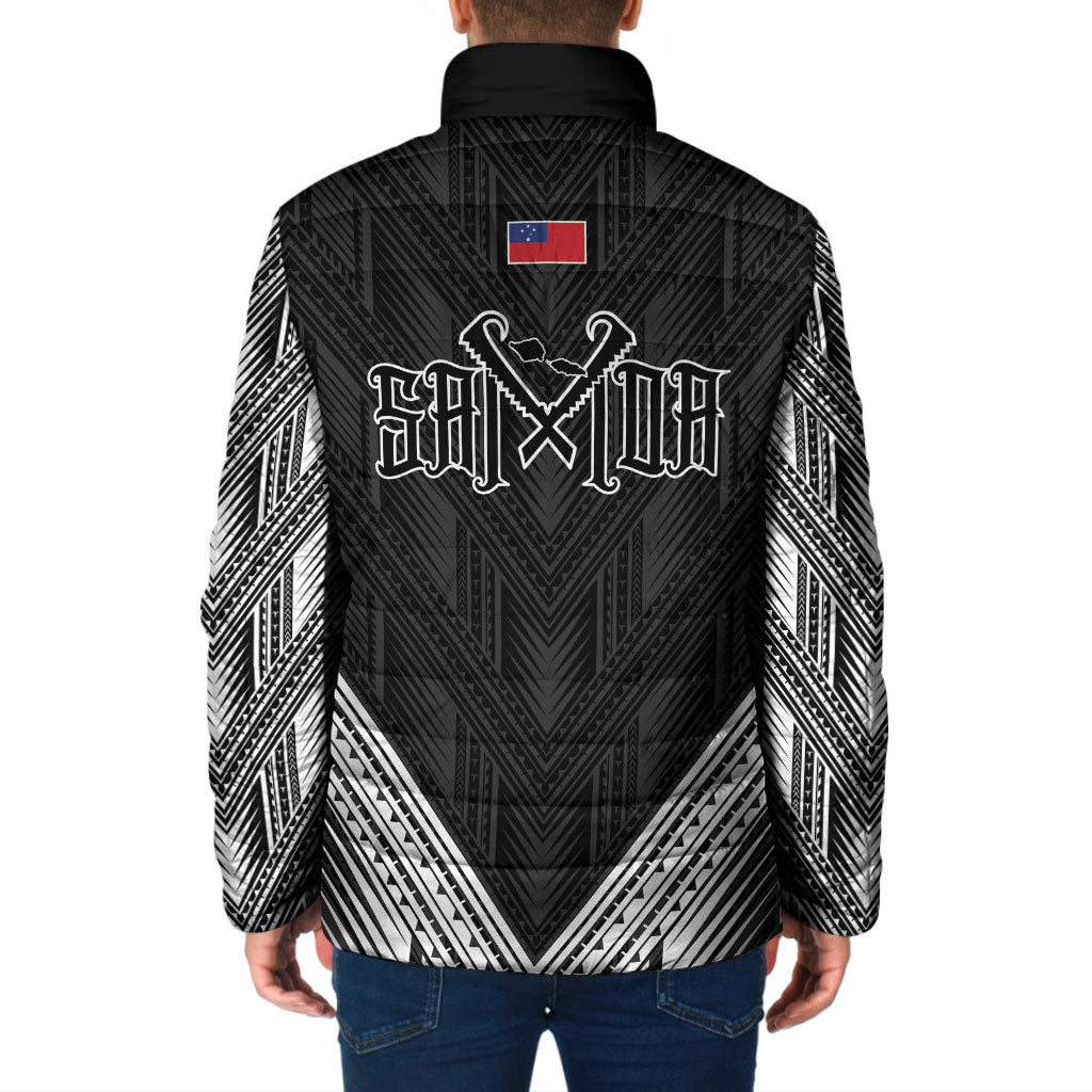 Black Samoa Tribal Chest Tattoo Padded Jacket LT9 - Polynesian Pride