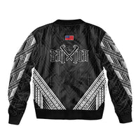 Black Samoa Tribal Chest Tattoo Sleeve Zip Bomber Jacket LT9 - Polynesian Pride
