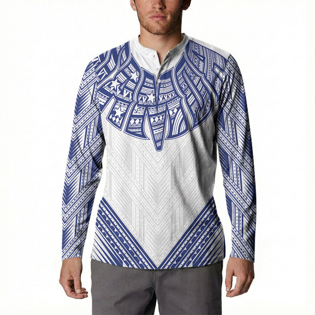 White Samoa Tribal Chest Tattoo Button Sweatshirt LT9 - Polynesian Pride