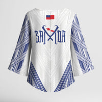 White Samoa Tribal Chest Tattoo Kimono Sleeve Blouse LT9 - Polynesian Pride