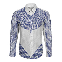 White Samoa Tribal Chest Tattoo Long Sleeve Button Shirt LT9 Unisex White - Polynesian Pride