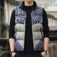 White Samoa Tribal Chest Tattoo Sleeveless Puffer Jacket LT9 - Polynesian Pride