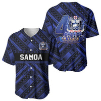 Toa Samoa 40th Anniversary Baseball Jersey Royal Blue Tribal LT9 - Polynesian Pride