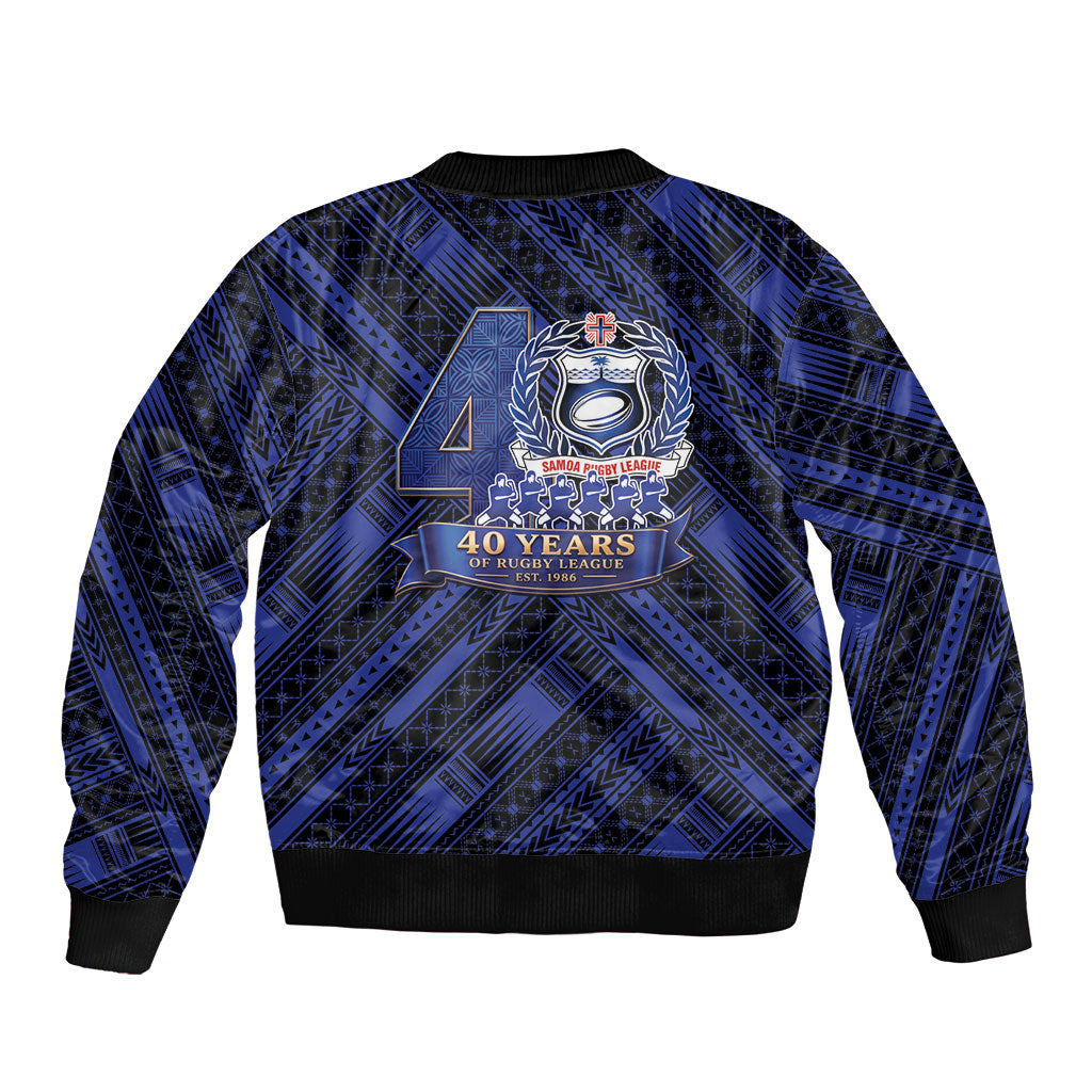 Toa Samoa 40th Anniversary Bomber Jacket Royal Blue Tribal LT9 - Polynesian Pride
