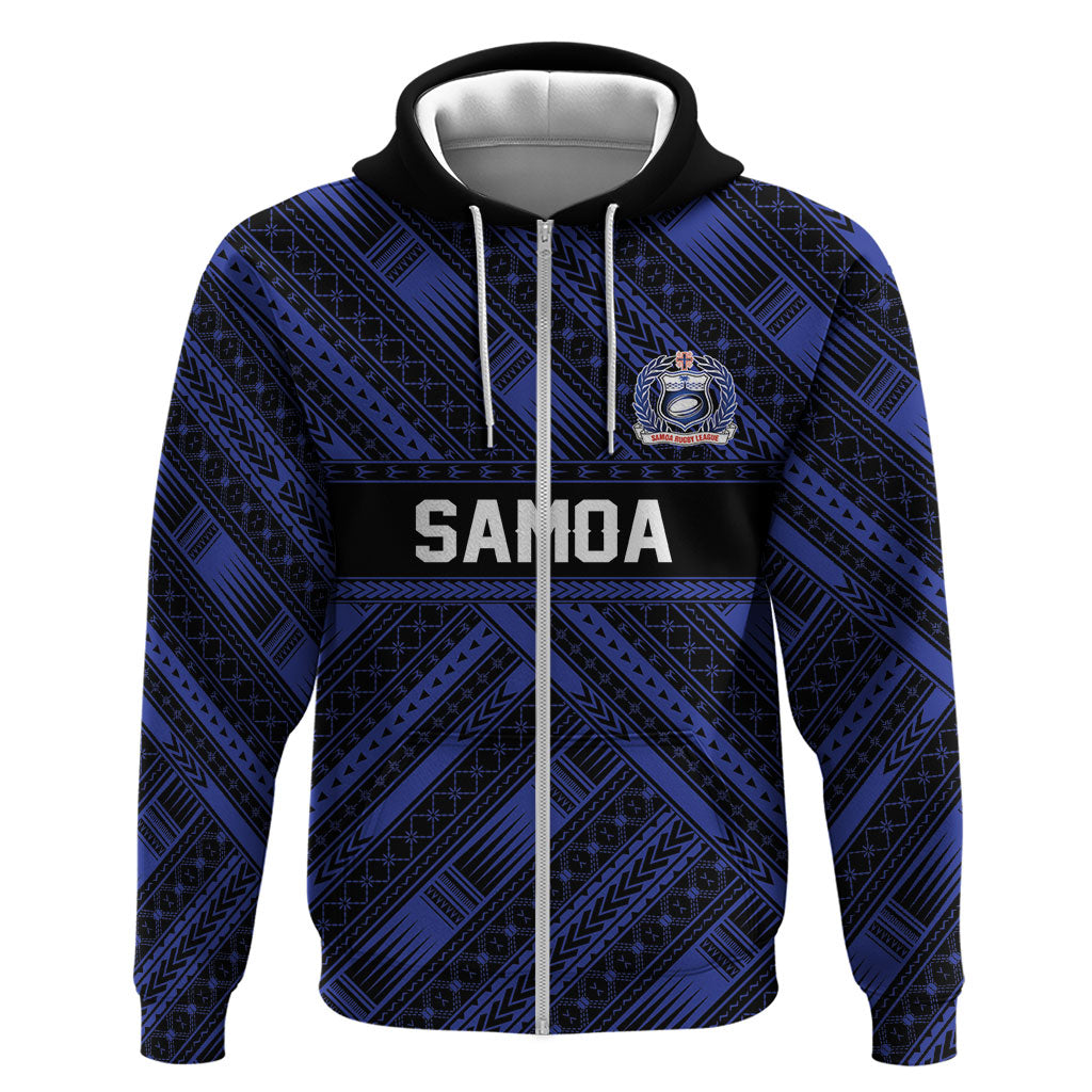 Toa Samoa 40th Anniversary Hoodie Royal Blue Tribal LT9 Zip Hoodie Blue - Polynesian Pride