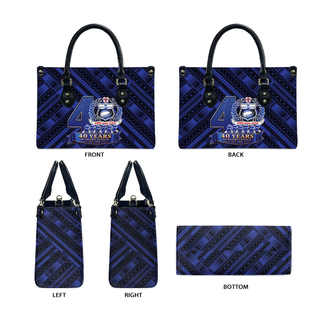 Toa Samoa 40th Anniversary Leather Bag Royal Blue Tribal LT9 - Polynesian Pride